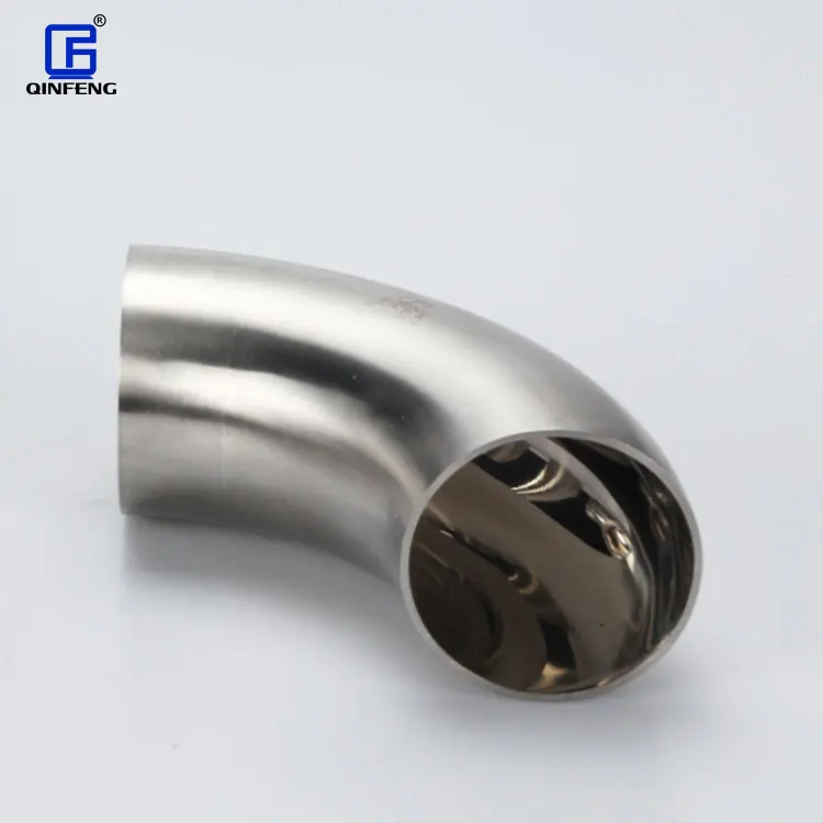 QINFENG OEM Hygienic DN100 CF8 Stainless Steel 304 Mirror Polished Sanitary Elbow Welded 90 degree Short Pipe Fittings Elbow