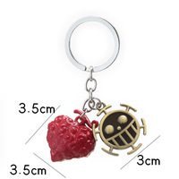 Vente chaude 4 Style Anime One Piece Diable Fruit Porte-clés En Métal Luffy Ace Law Caractère Porte-clés Pendentif Porte-clés Artisanat