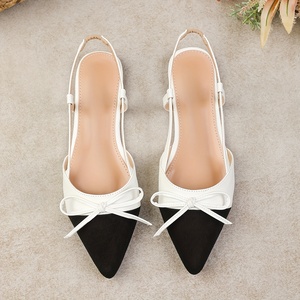 <span class=keywords><strong>Sandalias</strong></span> <span class=keywords><strong>Planas</strong></span> de Piel Sintética con Punta en Pico y Lazo para <span class=keywords><strong>Mujer</strong></span>, Elegantes Bailarinas con Tira Trasera y Diseño de Parches, Ideales para Fiestas - Product Image 2