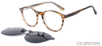 Lunettes de soleil unisexes de luxe à monture en acétate, verres polarisés à clip, certifiées CE, style rétro magnétique, fabriquées en Chine, à faible MOQ et prix compétitif