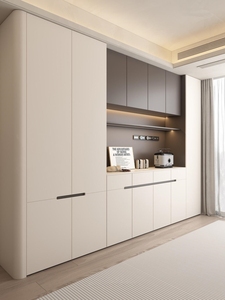 Credenza Senza Maniglie con Apertura a Spinta <span class=keywords><strong>e</strong></span> Pannello in Rovere per Sala da Pranzo in Stile Crema, Unità per Conservazione Bevande <span class=keywords><strong>e</strong></span> Piatti - Product Image 2