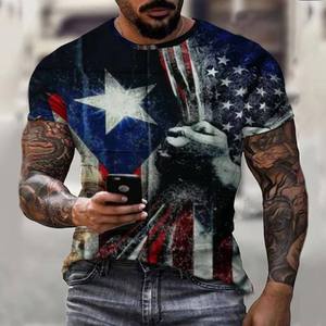 <span class=keywords><strong>T</strong></span>-<span class=keywords><strong>shirt</strong></span> da uomo con stampa 3D Bandiera Americana e Gesù, a maniche corte, traspirante, girocollo, casual da strada, stampa su richiesta - Product Image 4