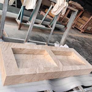 Luxury High Quality Glossy Beige Cappuccino Dolomite <b>Marble</b> Modern Bathroom Vanities OEM/ODM Polished Surface Wholesale - Product Image 6