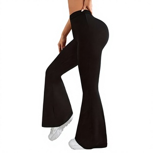 Plus Size Women's High Waisted Hip Lifting Wide Leg Black Yoga Pants Sports Micro <b>Flared</b> <b>Leggings</b> Spandex Polyester - Product Image 3