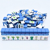Mahjong américain bleu en acrylique transfrontalier, mini, portable, quatre couches, assortiment de couleurs, boîte en carton pour loisirs et divertissement
