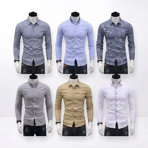 Camisas Formales de Alta Calidad para Hombre, Manga Larga, Color Sólido, Diseño a Rayas, Verano, Teñido Liso, Venta al Por Mayor, 100% Algodón Ecológico - Product Image 1