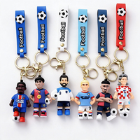 Fußballspieler-Figur Silikon-Schlüsselanhänger 3D Fußball-Athlet Puppe Taschenanhänger Mit Fußball-Handgelenkschlaufe Sport-Souvenir Schlüsselring