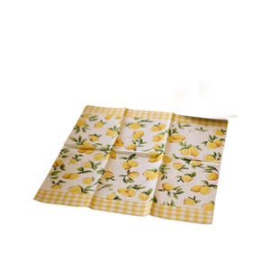 <span class=keywords><strong>Serviettes</strong></span> de table jetables 3 plis motif citron aquarelle avec bordure à carreaux pour réunions de famille et brunches festifs - Product Image 4