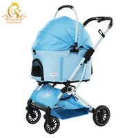 Poussette pour chien 3-en-1 détachable et imperméable, confortable, légère et rose, avec design pliable à 4 roues EUR