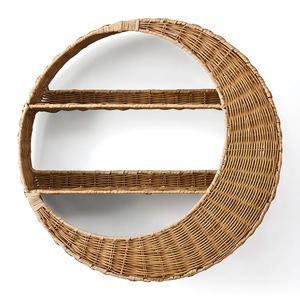 Handmade Woven Rattan Wall <b>Shelf</b> Circular 3 Tier Wall Mounted Storage <b>Rack</b> For Home Decor - Product Image 5