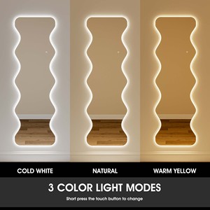 Pemasok lampu Salon rambut panjang rias lantai dengan lampu Led dekorasi tidak beraturan cermin Led bergelombang panjang penuh - Product Image 3