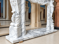 Cheminée en marbre de luxe, grande dalle sculptée à la main en pierre naturelle, design traditionnel poli pour la décoration intérieure du salon