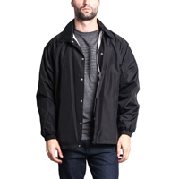 Logo personnalisé imprimé pour hommes veste d'entraîneurs classique coupe-vent en nylon résistance à l'eau coupe décontractée bouton pression manteau vierge