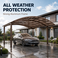 Abri de jardin, de villa ou de parking moderne et luxueux en alliage d'aluminium 6063 T5, imperméable, 3x6m, 6x6m