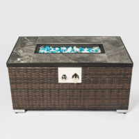 Table de foyer au propane de 32 pouces, 50000 BTU, cheminée rectangulaire au gaz avec table en carreaux et base en osier pour terrasse