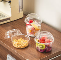 Gobelets en plastique PET transparent à paroi simple Bingo avec logo personnalisé, 8/12/16/24/32 oz, pour fruits, desserts, yaourts, salades, bols d'açaï avec couvercles