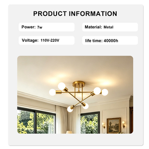Lámpara de Techo Moderna de 6 Luces, Lámpara de Techo de Metal Negro para Sala de Estar, Dormitorio, Cocina, <span class=keywords><strong>Decoración</strong></span> Nórdica Minimalista para el Hogar - Product Image 3