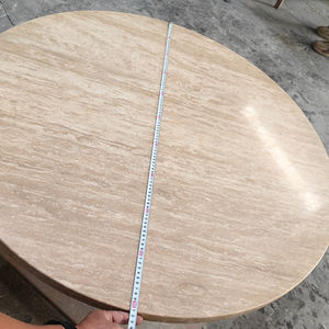 Table à manger moderne en travertin blanc Goldtop OEM/ODM pour projet hôtelier, salon romain, intérieur/extérieur, pierre naturelle - Product Image 1