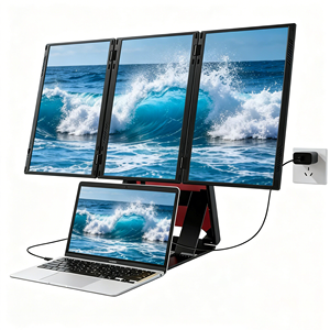 จอขยายแบบสามจอสี่จอ ขนาด 15.6 นิ้ว พอร์ตเชื่อมต่อ Type C ความละเอียด 1080P IPS LCD ความคมชัดสูง จอแสดงผลพกพาแบบสามจอ - Product Image 1