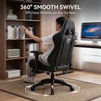Chaise de bureau pivotante extensible en cuir PU AOR avec support lombaire, vérin à gaz 3 positions, cadre en acier, hauteur réglable