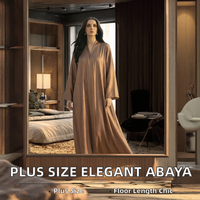 grande taille respirant Polyester modeste à manches longues Abaya dubaï 2026 élégant femmes musulmanes étage longueur col en v