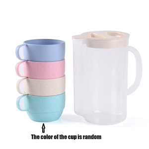 Juego de 5 Piezas de Jarra de Agua de Paja de Trigo, Jarra de Jugo Ecológica, Libre de BPA, Juego de Bebidas de Gran Capacidad con 4 Vasos para el Hogar, Picnic, Fiesta - Product Image 6