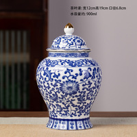 Grand pot à gingembre fait à la main en Chine, bleu et blanc, pot à gingembre en porcelaine antique, vases en céramique de luxe pour la maison