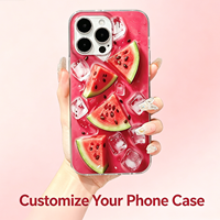 Coque de téléphone transparente antichoc motif pastèque et glaçons pour iPhone 16/15/14/13/17 Pro Max, Coque iPhone 15 Pro Max