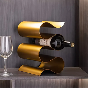 Elegante Organizador <span class=keywords><strong>de</strong></span> Botellas <span class=keywords><strong>de</strong></span> <span class=keywords><strong>Vino</strong></span> en Forma <span class=keywords><strong>de</strong></span> S, <span class=keywords><strong>de</strong></span> Metal y Hierro, Estilo Art Deco, para Mostrador, Cocina, Bar, Hogar y Fiestas - Product Image 4