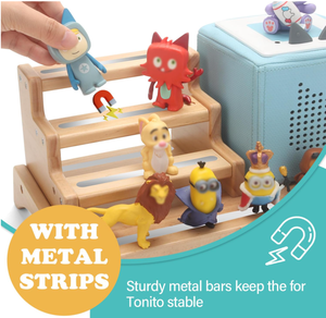 Caja organizadora de madera Tonies, estante de almacenamiento de <span class=keywords><strong>escalera</strong></span> de 3 escalones, Toniebox magnético para estante de almacenamiento de escritorio, personajes Tonies - Product Image 2