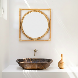 Espejo de pared cuadrado de ratán artístico más vendido, diseño tradicional, colores personalizados, precio económico, hogar hecho a mano - Product Image 1