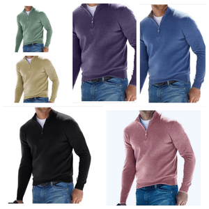 2025 pour <span class=keywords><strong>Amazon</strong></span> automne Collection hommes décontracté col en v laine <span class=keywords><strong>peluche</strong></span> fermeture éclair pour polo à manches longues Station indépendante conception - Product Image 3