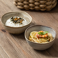 Lave-vaisselle micro-ondes style rétro fait à la main bols en grès irréguliers bols en céramique assiette pour salade de soupe aux céréales