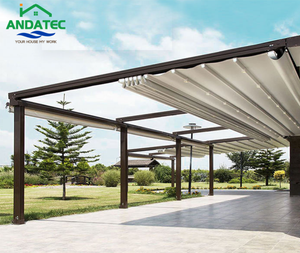 กันสาดพับเก็บได้กลางแจ้ง ผ้าใบ PVC กันน้ำ มอเตอร์ไฟฟ้า สำหรับสนามหลังบ้าน ระเบียงริมสระน้ำ รีสอร์ท - Product Image 4