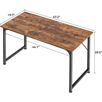 Bureau d'écriture et de travail pour la maison, en bois antique, écologique et durable, avec structure en métal brun rustique, 48 pouces, pour ordinateur et bureau