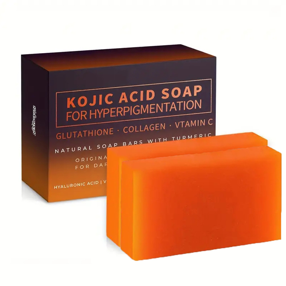 Baru sabun asam kojic grosir sabun kolagen asam kunyit kojic buatan tangan batang pemutih dengan sabun asam kojic asli kunyit