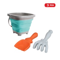 Jouets de seau de sable en Silicone Portable outil de seau pliant combinaison jouets de sable pour enfants comprend une trousse d'outils de pelle jouet de plage d'été