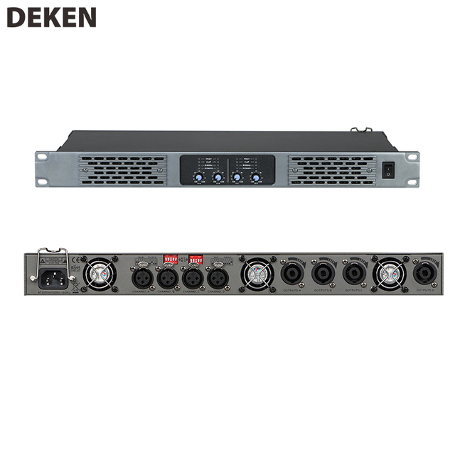 DEKEN DA-4200 Four Channel Audio Amplifier 8 Ohm 200 Watts 1U Class D Professional Digital Power Amplifier