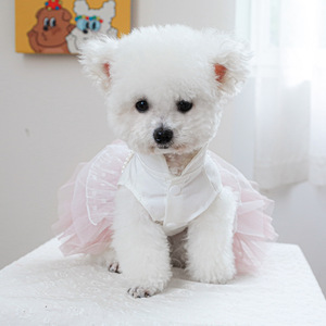 Ropa para mascotas, falda con estampado floral, vestido de poliéster para las cuatro estaciones, para cachorros y gatos - Product Image 1