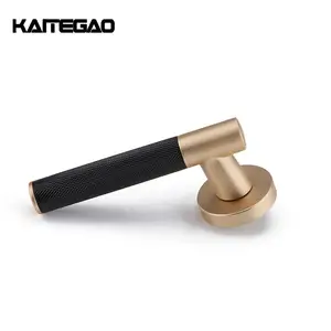 Nurled Privacidade Door Lever Handle Round Knob Design Europeu Clássico Liga de zinco Ouro Interior Door Lock Handle