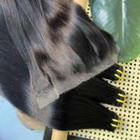 Cierre de encaje HD 13x4 con extensiones de cabello liso Yaki, cabello humano vietnamita virgen 15A, 100% sin procesar, doble densidad, de 10 a 30 pulgadas