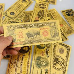 Banconota Commemorativa da Collezione del 1901 da 10 Dollari USA, Valuta Prop Placcata in Oro 24K, Banconota da 100 Dollari con Foglia d'Oro - Product Image 2