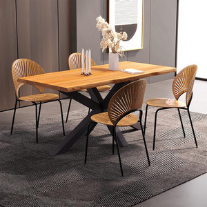 Bộ bàn ăn gỗ sồi óc chó kiểu Bắc Âu hiện đại, đơn giản, mặt bàn gỗ nguyên khối, sang trọng, kèm ghế. - Product Image 5