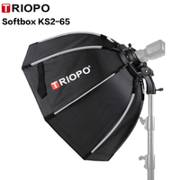 Triopo Ks2 55cm 65cm 90cm Boîte à lumière photographique pliable octogonale Softbox avec poignée et support pour Yongnuo Speedlite