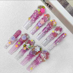 Bán Buôn Móng Tay Đầy Đủ Bìa Nhãn Hiệu Riêng Handmade Báo Chí Trên Móng Tay Bảo Hiểm Đầy Đủ 2XL Quan Tài Móng Tay Mẹo - Product Image 1