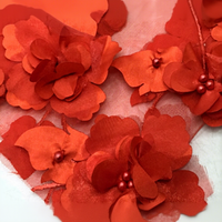 Tissu brodé en tulle 3D avec perles de roses, tissu brodé pour robe de soirée, robe de mariée, 100% polyester