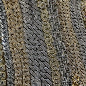 Collier Hip Hop pour homme <span class=keywords><strong>en</strong></span> or jaune 20CM 22CM, chaîne Miami épaisse et lourde avec diamants, chaîne cubaine glacée pour mariage ou cadeau - Product Image 6