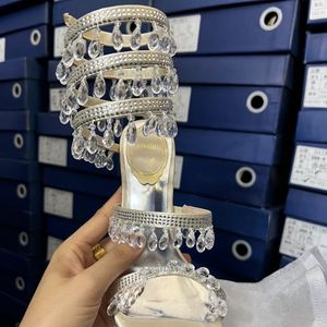 Sandali Crystal con Tacco a Spillo Open Toe e Cinturino alla Caviglia, Lusso e Moda 2025, Nuovi <span class=keywords><strong>Tacchi</strong></span> a Spirale - Product Image 3