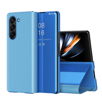 Étui miroir à rabat pour Samsung Galaxy Z Fold 7 6 5 4 3, avec béquille intégrée et protection d'écran, coque miroir électroplaquée