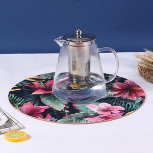 Ensemble de sets de table et de sous-verres à motif floral, ronds, en MDF, isolants thermiquement, durables, pour salle à manger, origine Wenzhou - Product Image 2